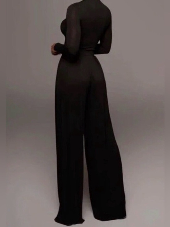 JLUXLABEL Pants - Women’s Black Self-Double Layer Wide Leg Pants Large